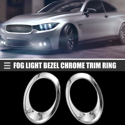 Left Right Fog Light Bezel Set for Ford (DS7Z17E811AA) Chrome Silver Tone