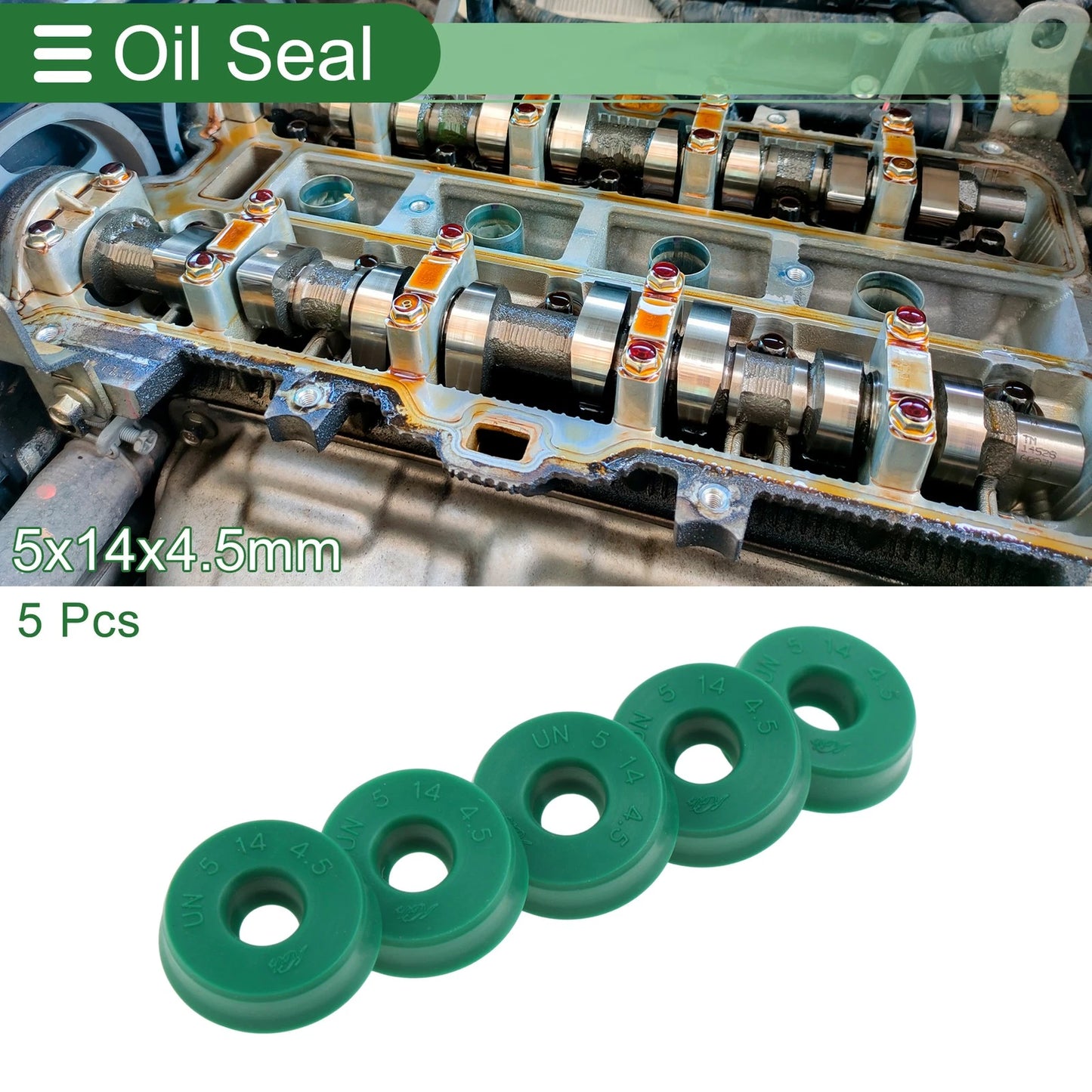 Oil Seal / 5x14x4.5mm / Seal Ring Rotary Shaft Seal TPU Green for Make Model