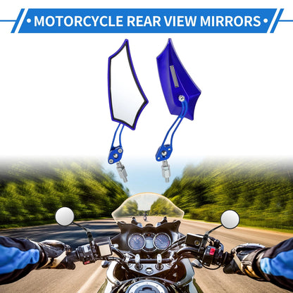 Rear View Mirrors / M10 M8 / Prismatic Shape Handlebar Blue for Motorcycle