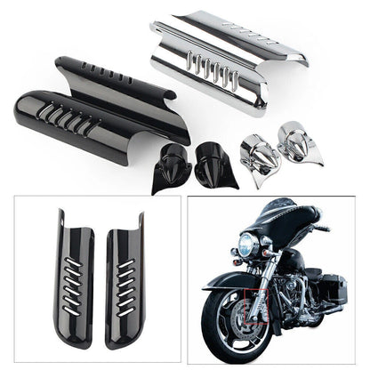 Black Front Fork Lower Leg Deflectors for Harley Touring FLHT (2000-2013)