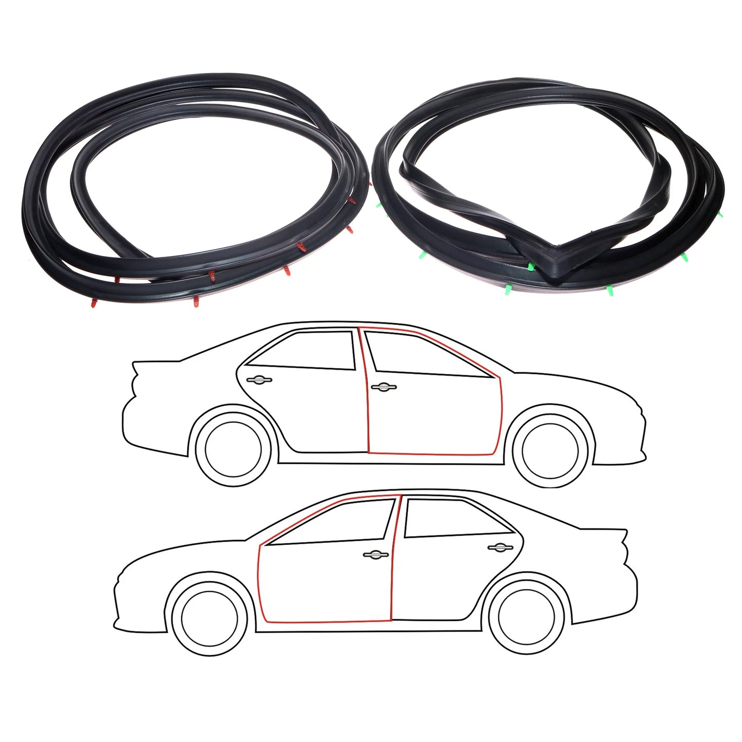 Front Door Weatherstrip Seal x2 for Toyota Crown S60 MS60 MS64 MS65 1967-1971
