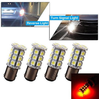 4 x 27SMD BA15D Red LED Light Bulbs for Marine Boat (1004, 1076, 1142)