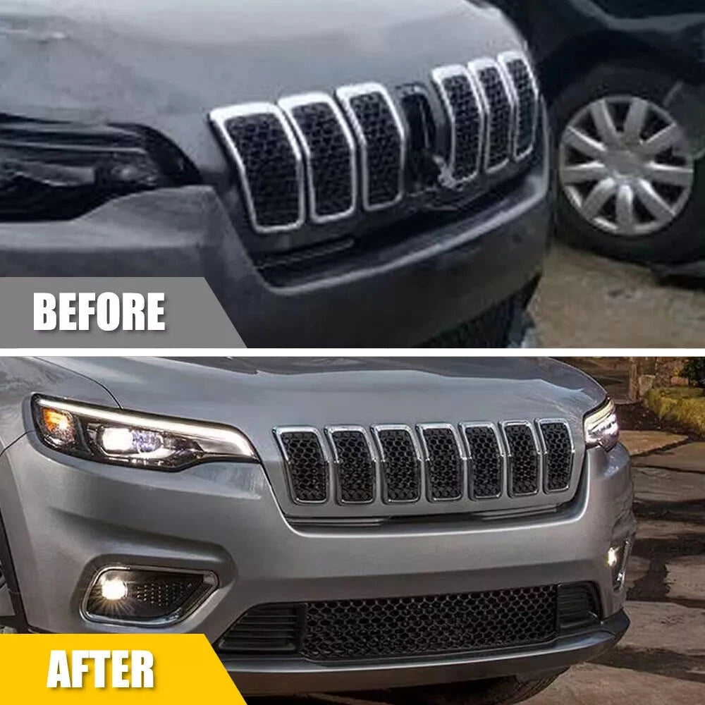 Chrome Mesh Honeycomb Front Grille Inserts for Jeep Cherokee (2019-2022)
