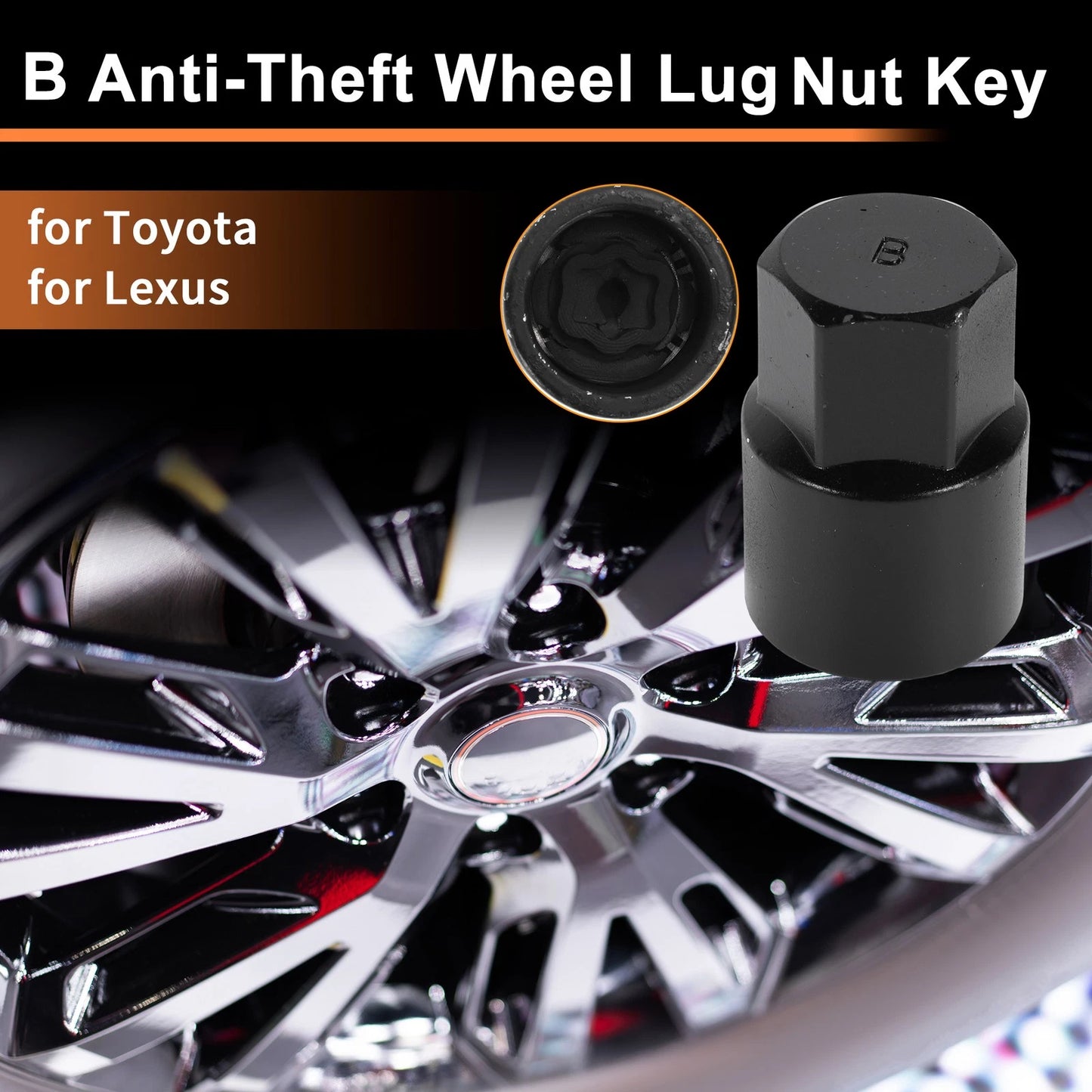 B Wheel Lock Lug Nut for Toyota/Lexus Locking Nut Key Socket Removal Tool