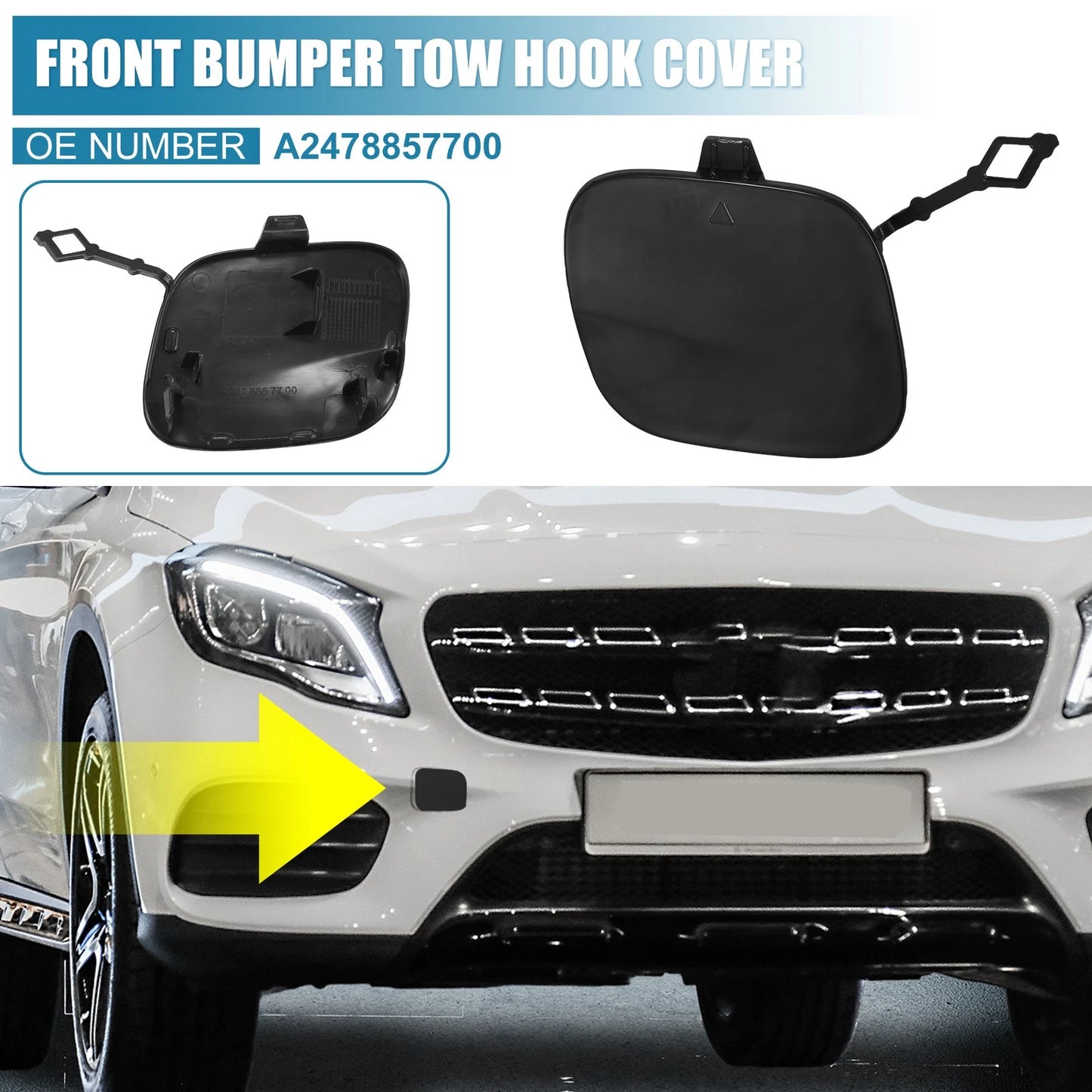 Front Right Bumper Tow Hook Cover for Mercedes-Benz GLB250 (2020-2022) Black