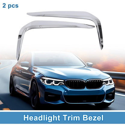 2 x Car Front Left & Right Headlight Trim Bezels for BMW 5 Series (2018-2022)