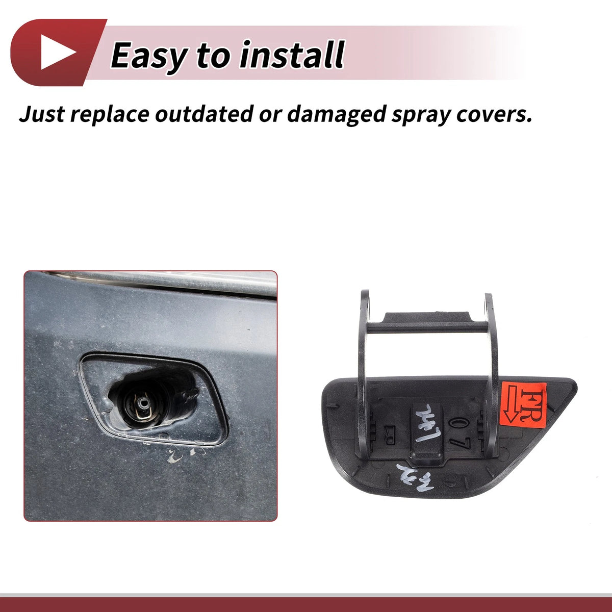 Front Right Washer Nozzle Cover Cap for BMW 535i GT Gray (2010 - 2017)