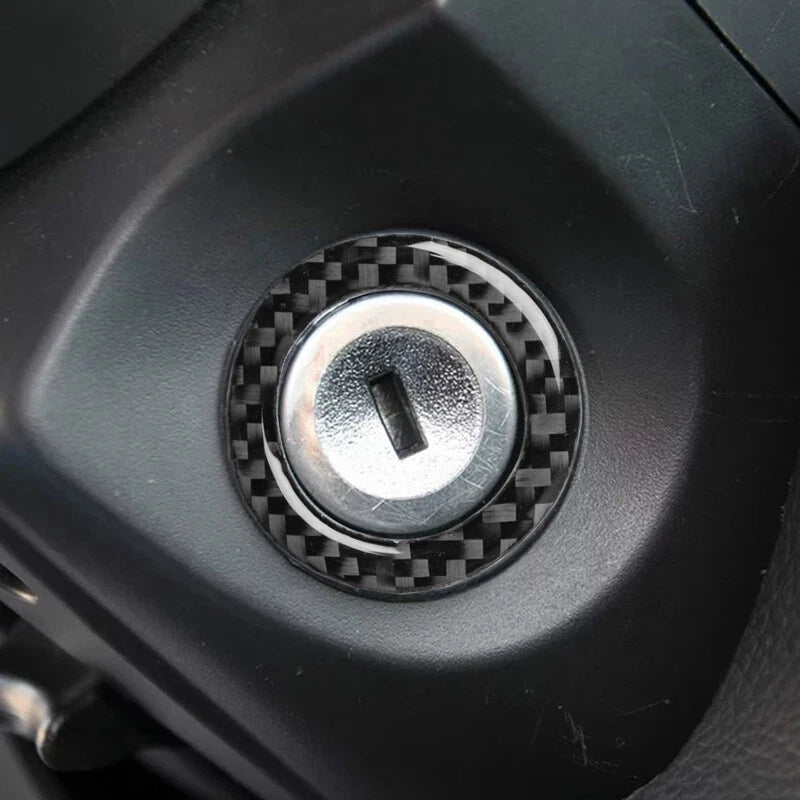 Carbon Fiber Engine Start Hole Ring Trim Fit For Mustang 2009- 2013
