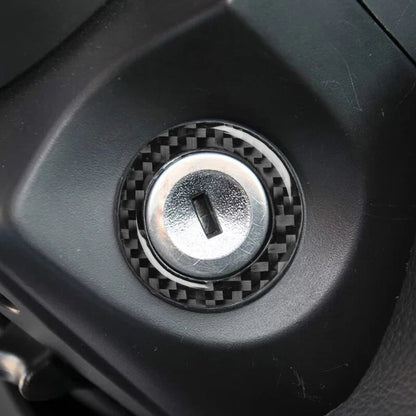 Carbon Fiber Engine Start Hole Ring Trim Fit For Mustang 2009- 2013