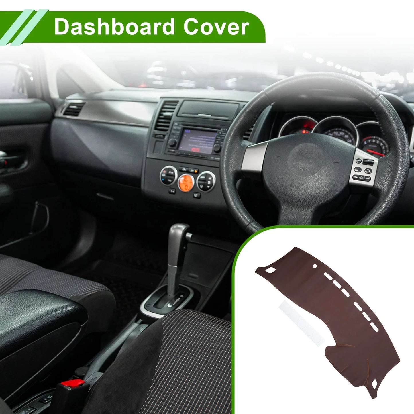 Dashboard Cover Mat for Nissan Tiida (2011-2017) Brown