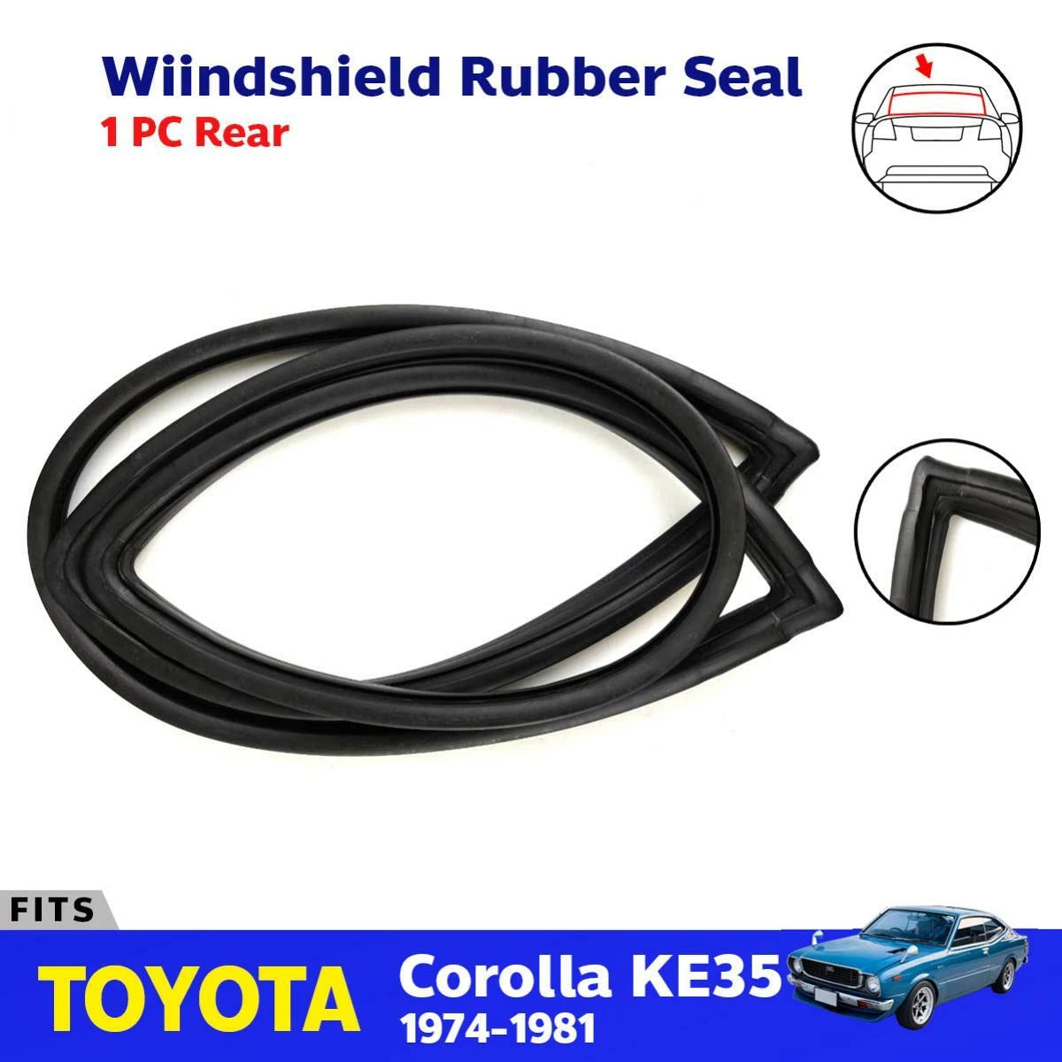 Rear Windshield Rubber Seal Weatherstrip Fits Toyota Corolla KE35 1974-81