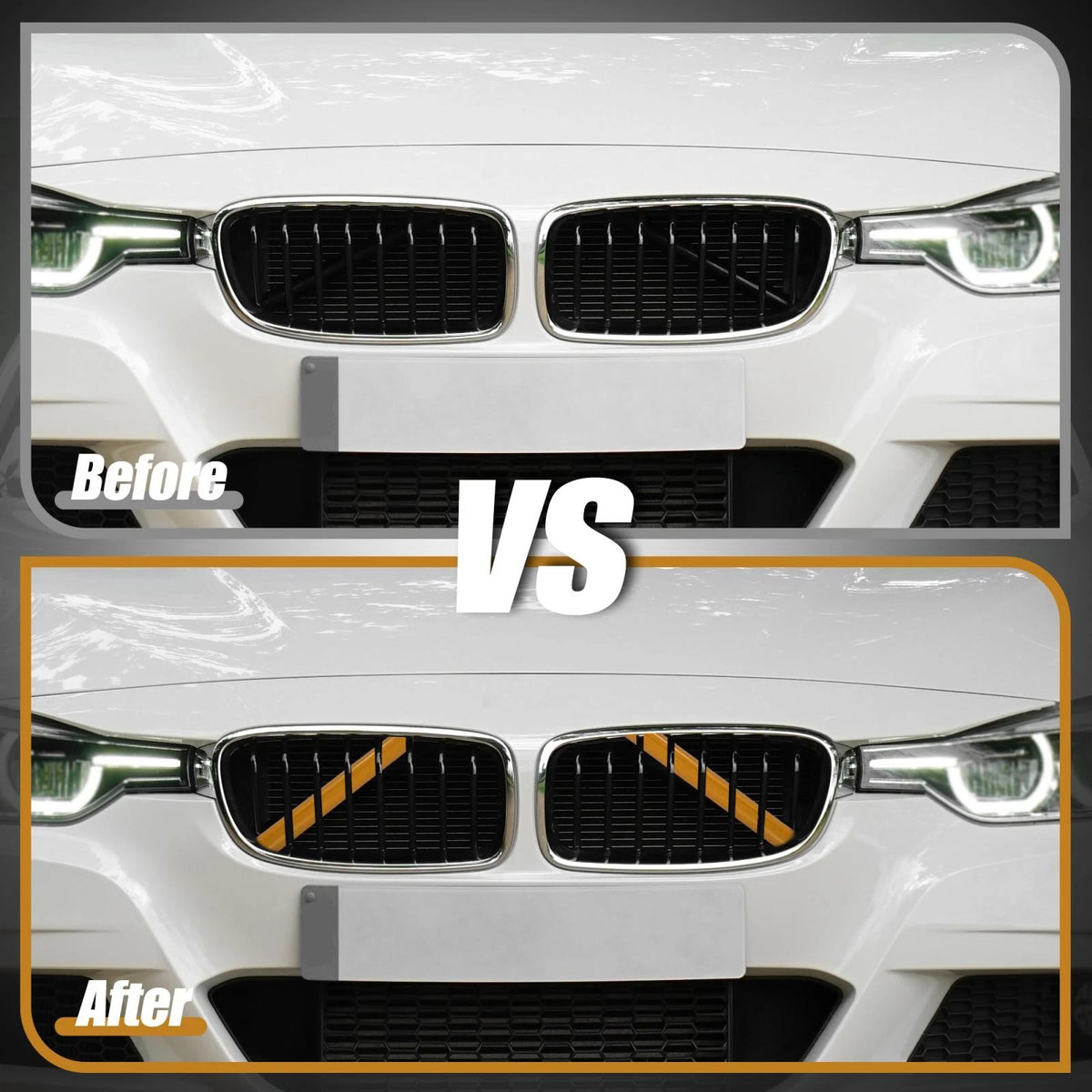 Car ABS Front Grille Trim Strips Covers Yellow for BMW 5 6 7 Series (2010-2020)