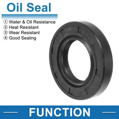 Oil Seal 25x45x8mm Rotary Shaft Seal Nitrile Rubber Black 5 Pcs