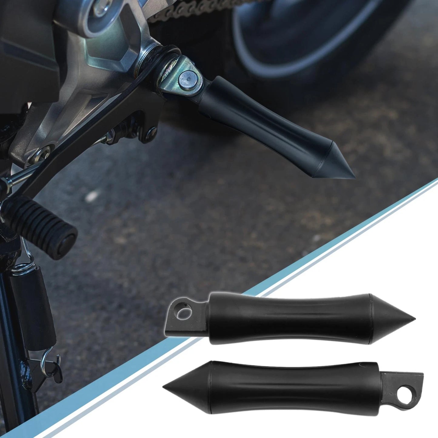 Pair 10mm Aluminum Rearsets Footrest Black for Motorcycle