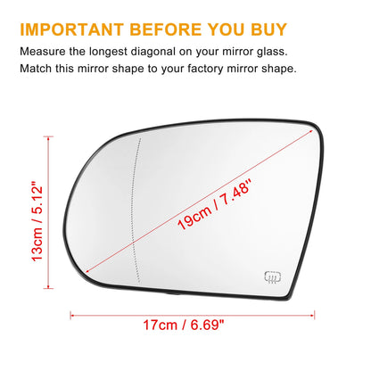 Heated Left Rearview Side Mirror Glass for Jeep Cherokee (2014-2019)