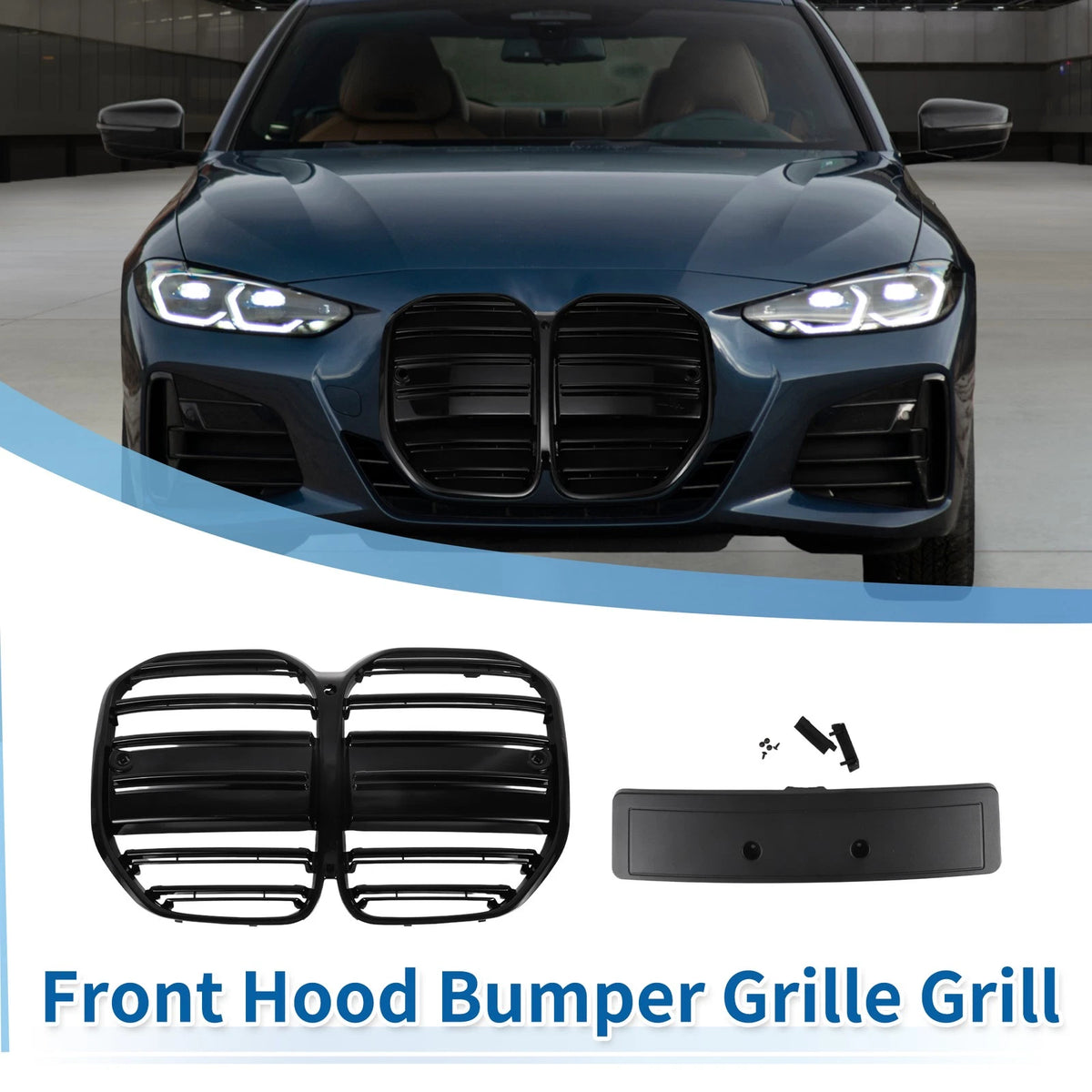 Front Upper Bumper Grille for BMW 4 Series G22 (2021-2023) Double Slat Black