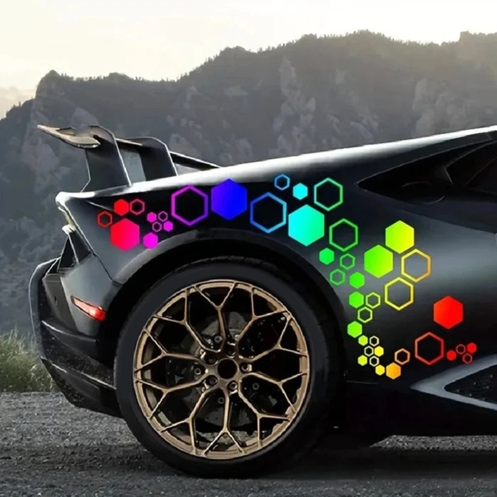 104PCS Car Stickers Set with For Honeycomb Design for Racing and Decoration