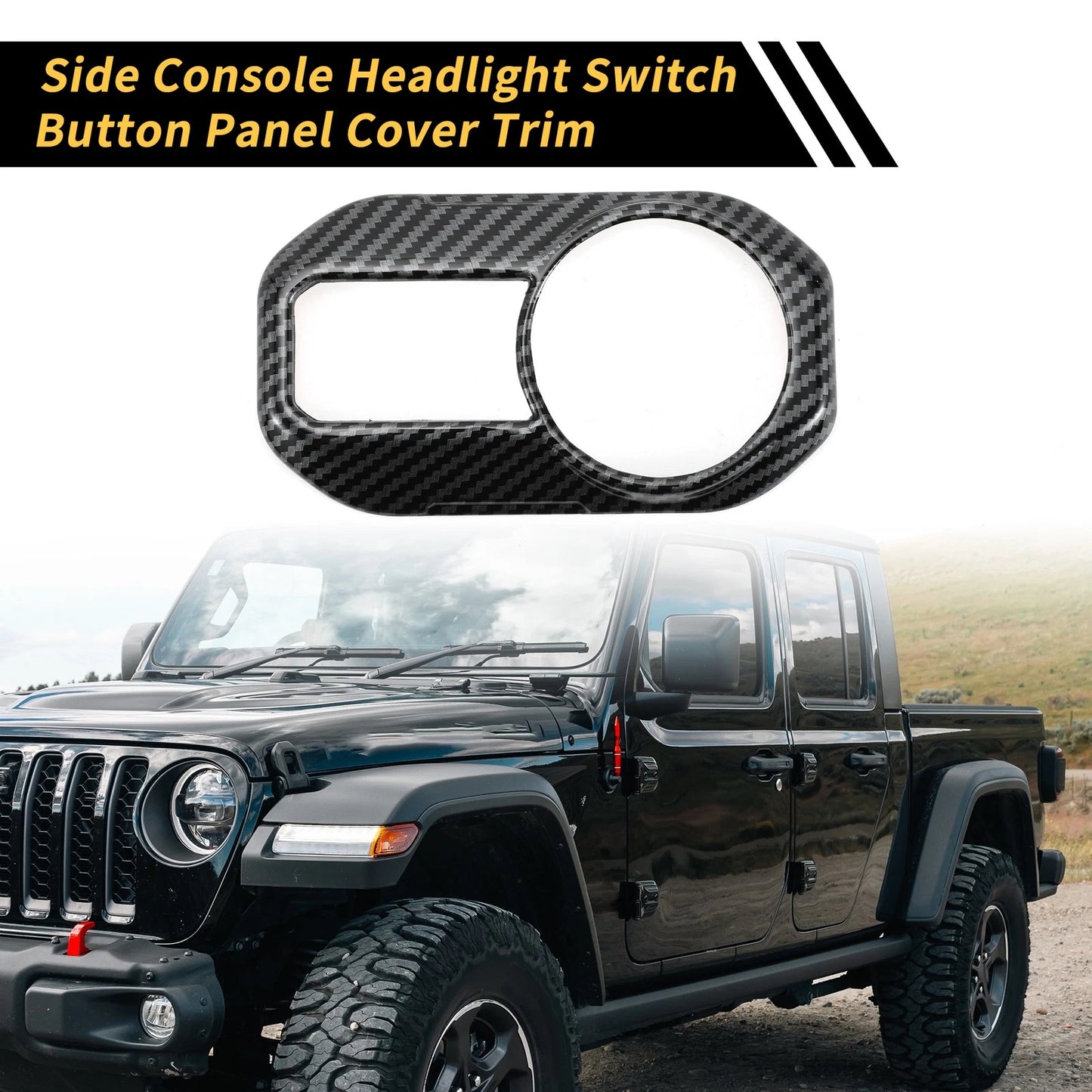 Carbon Fiber Headlight Button Panel Cover for Jeep