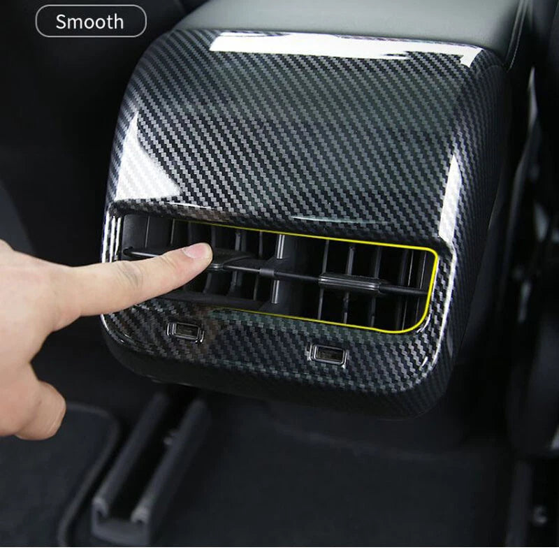 For Tesla Model 3 Carbon Style Interior Rear Air Condition Outlet Vent Cover Cap