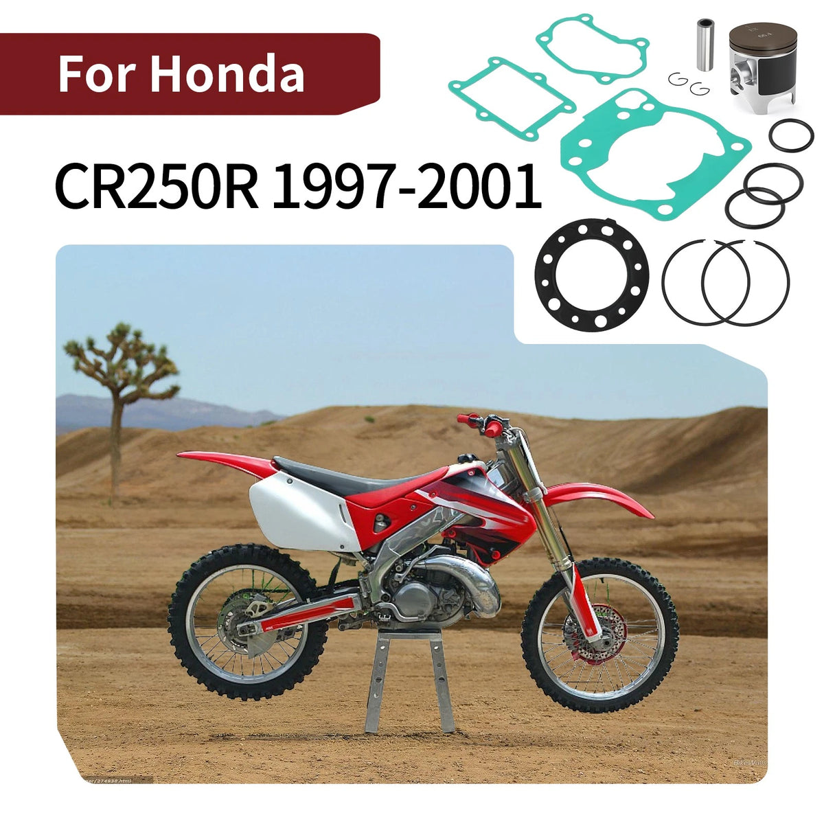 Piston Rings Gasket Kit 66.4mm Top End for Honda CR250R (1997–2001)