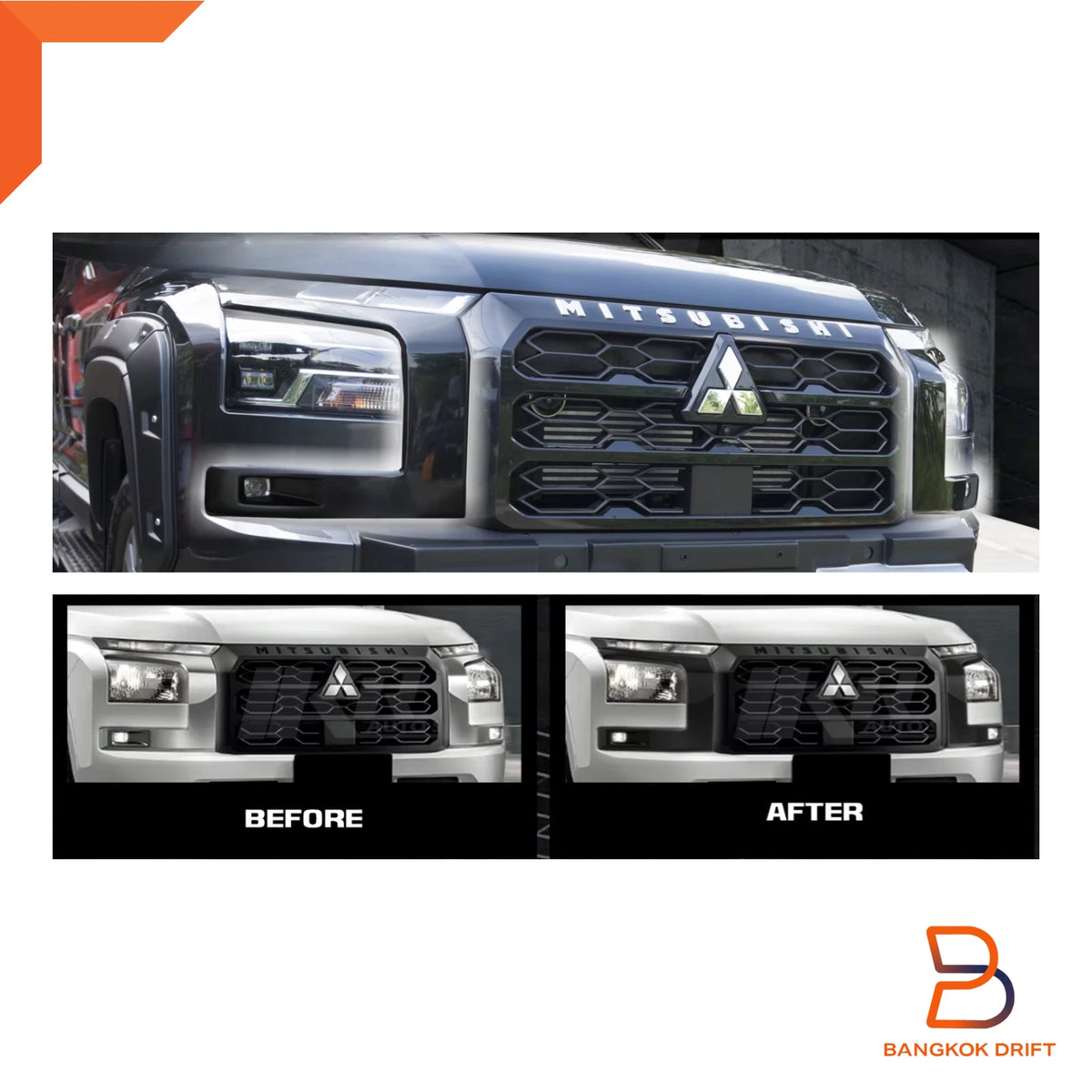Bumper Cover Trim Matte Black for 2023-2025 Mitsubishi Triton GLS