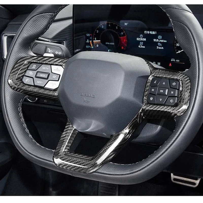 100% Carbon Fiber Steering Wheel Frame Cover Trim for Ford Mustang 2024