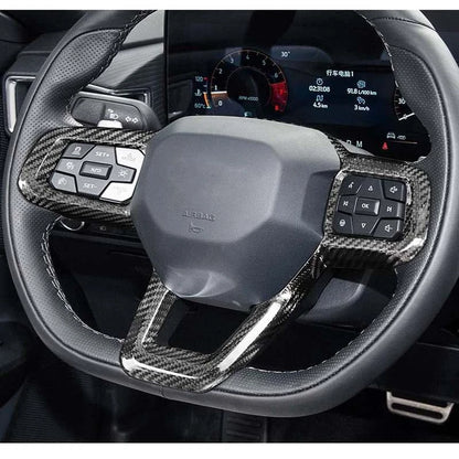 100% Carbon Fiber Steering Wheel Frame Cover Trim for Ford Mustang 2024