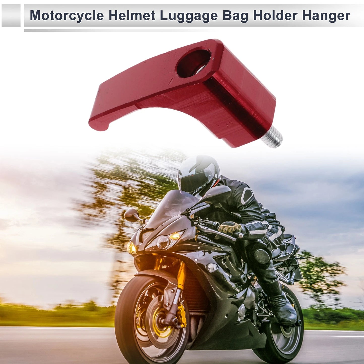 L-Shape Aluminum Alloy Motorcycle Hanging Hook 1 Set 46mm Red for Car