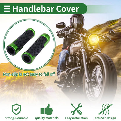 7/8" 22mm Hand Grips Covers Aluminum Alloy and Rubber Green