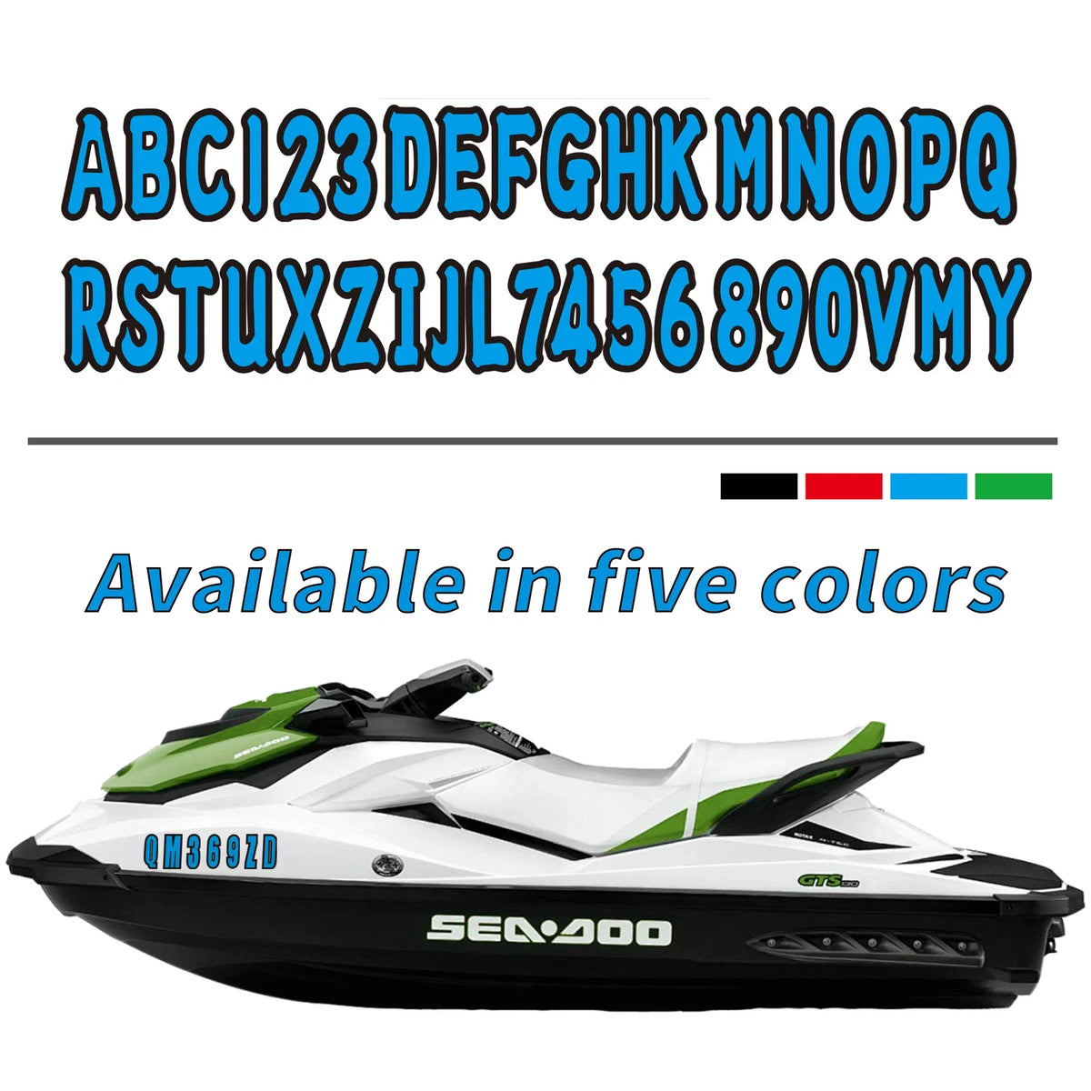 Custom Boat Registration Numbers Decal Sticker Set A-Z & 0-9 Blue