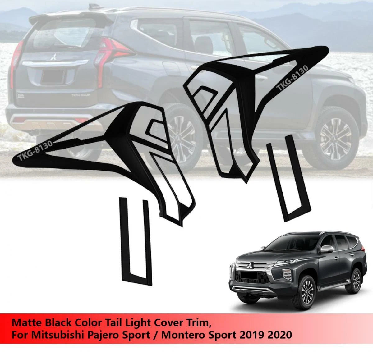 Black Tail Light Cover for Mitsubishi Pajero Montero Sport (2019-2020)