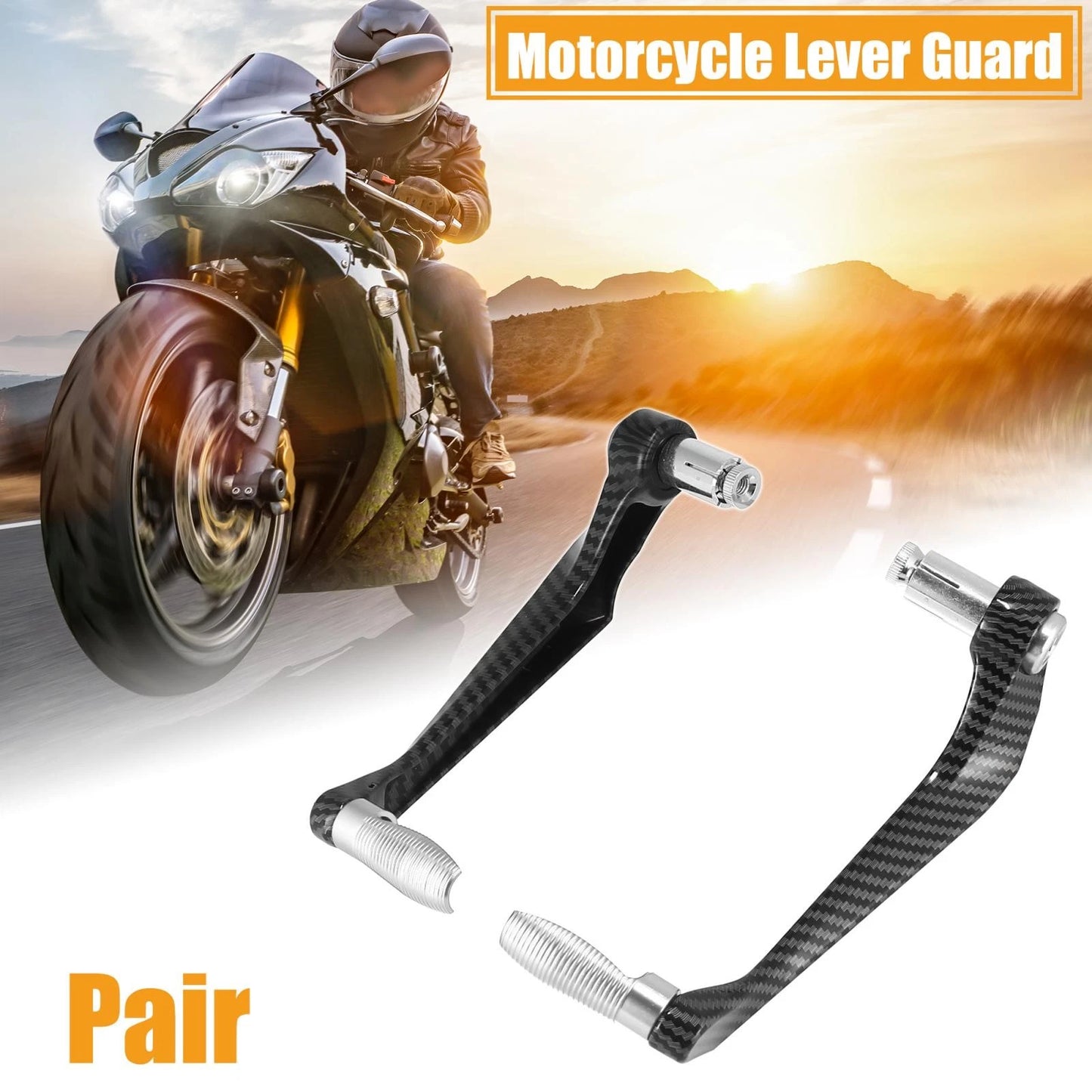 2 x Pair 7/8" Motorcycle Brake Clutch Lever Guard 22mm SilverTone for Universal