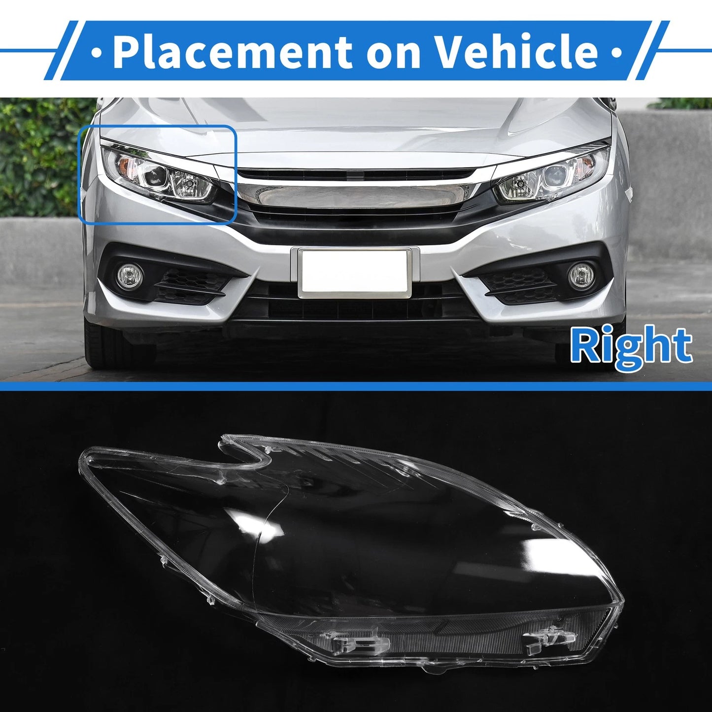Car Front Right Headlight Lens Cover for Toyota Prius (2010-2012)