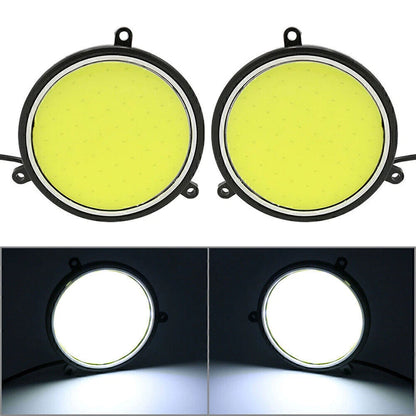2 x Round Shape COB White LED Daytime Running Lights for Car (No Year Specified)