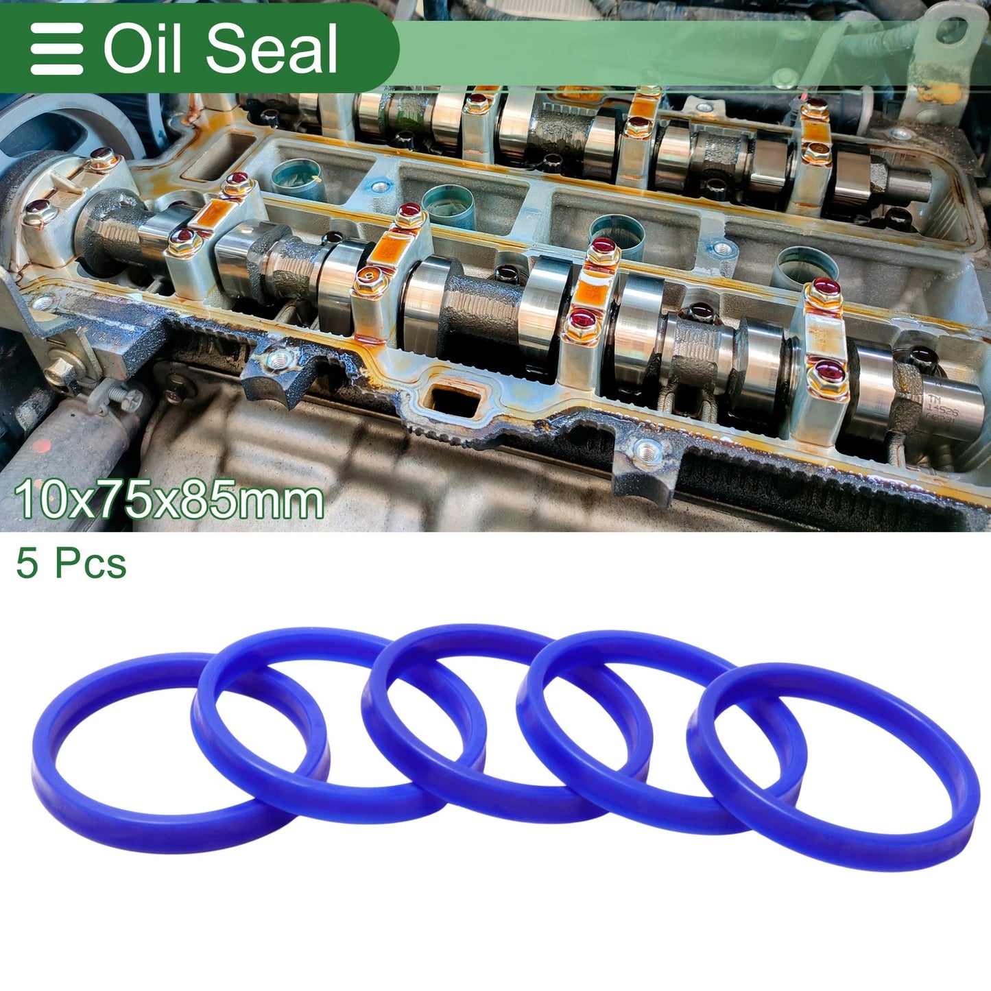 Oil Seal 75x85x10mm TPU Rotary Shaft Seal High Pressure Blue 5 Pcs
