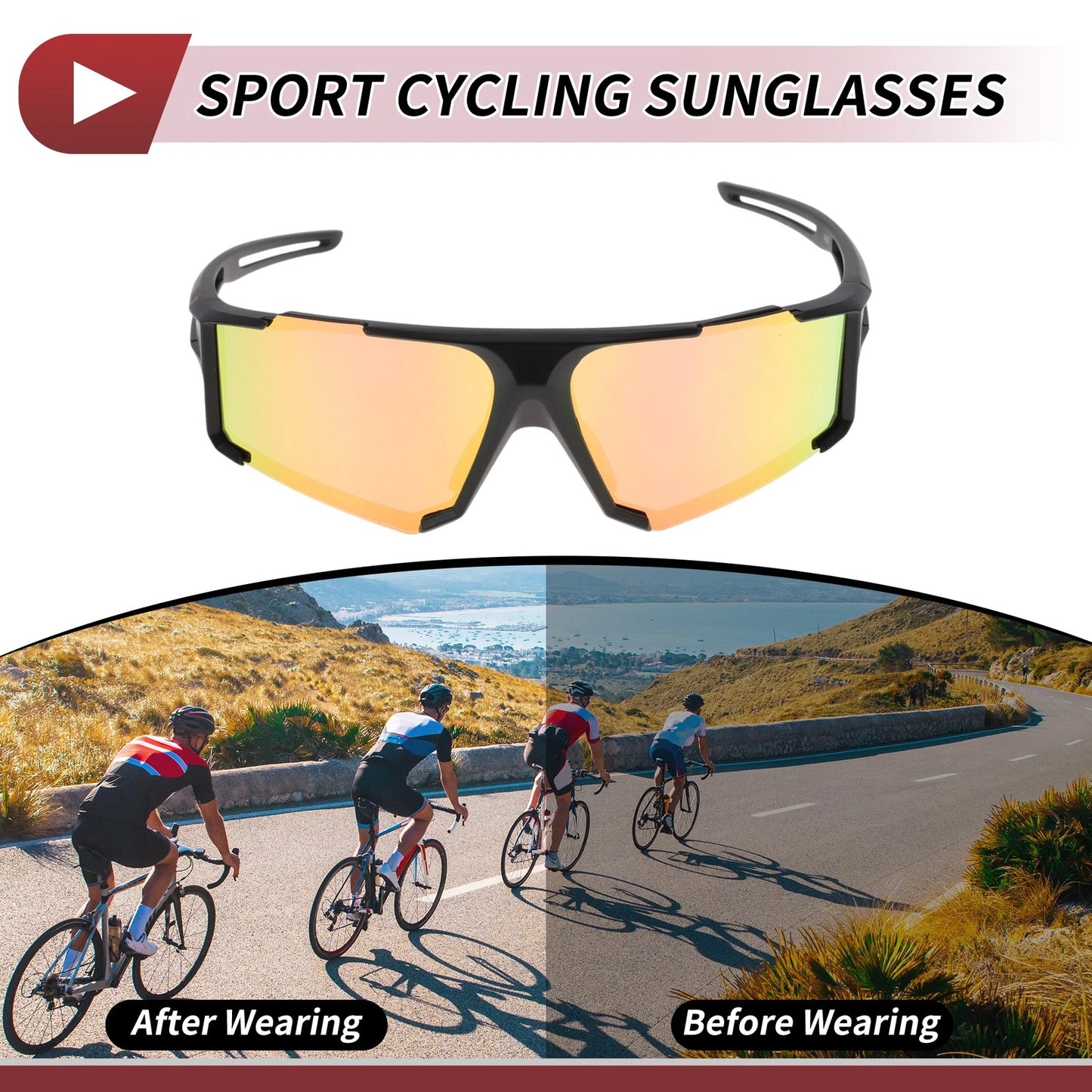 Motorcycle Riding Goggles Purple Lens Black Frame Tri-acetel Cellulose