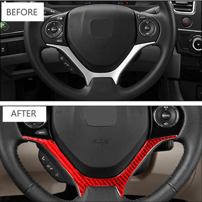 Red Carbon Fiber Steering Wheel Trim Cover for Honda Civic Coupe (2013-2015)