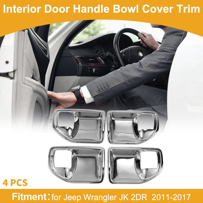 Interior Door Handle Bowl Cover Trim for Jeep Wrangler JK 4DR (2011-2017)