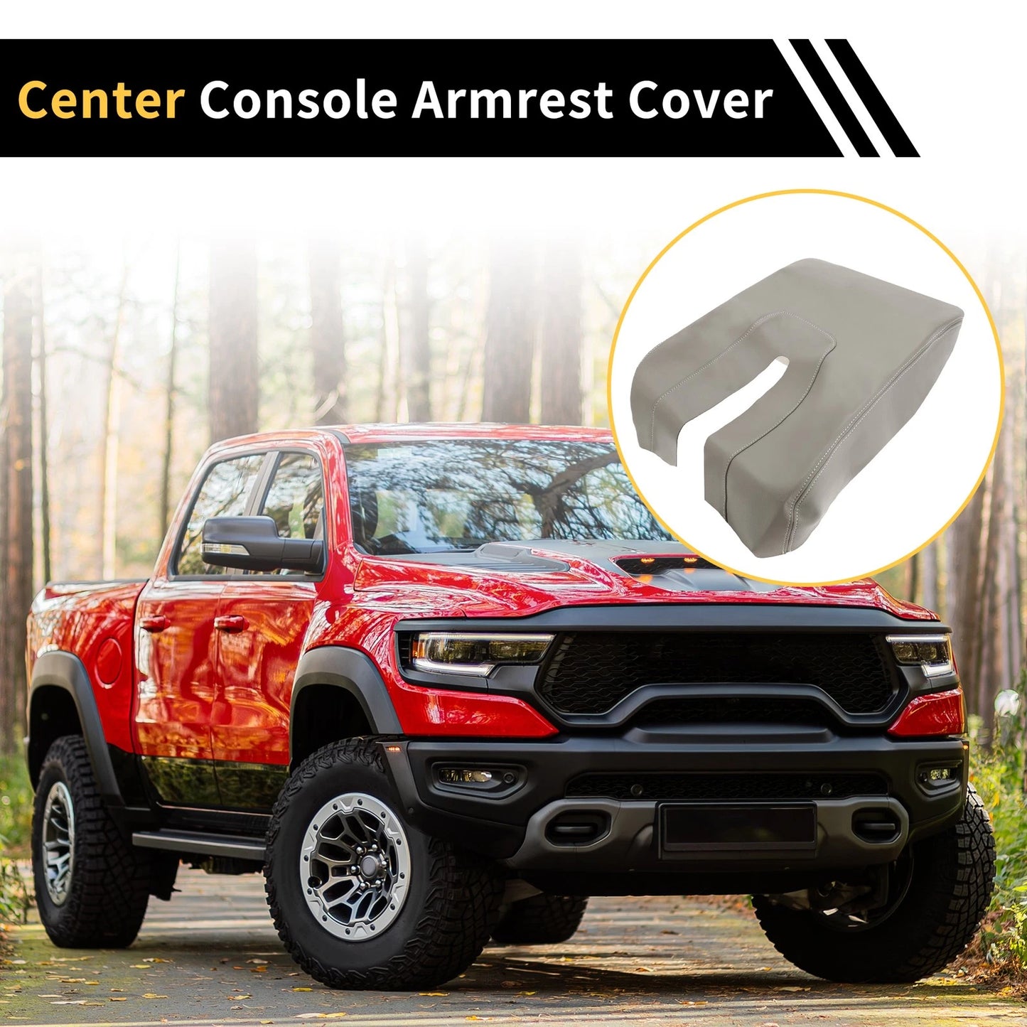 Center Console Lid Armrest Cover for Toyota Tundra Microfiber Leather Grey