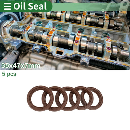 Oil Seal 35x47x7mm FKM Brown 5 Pcs