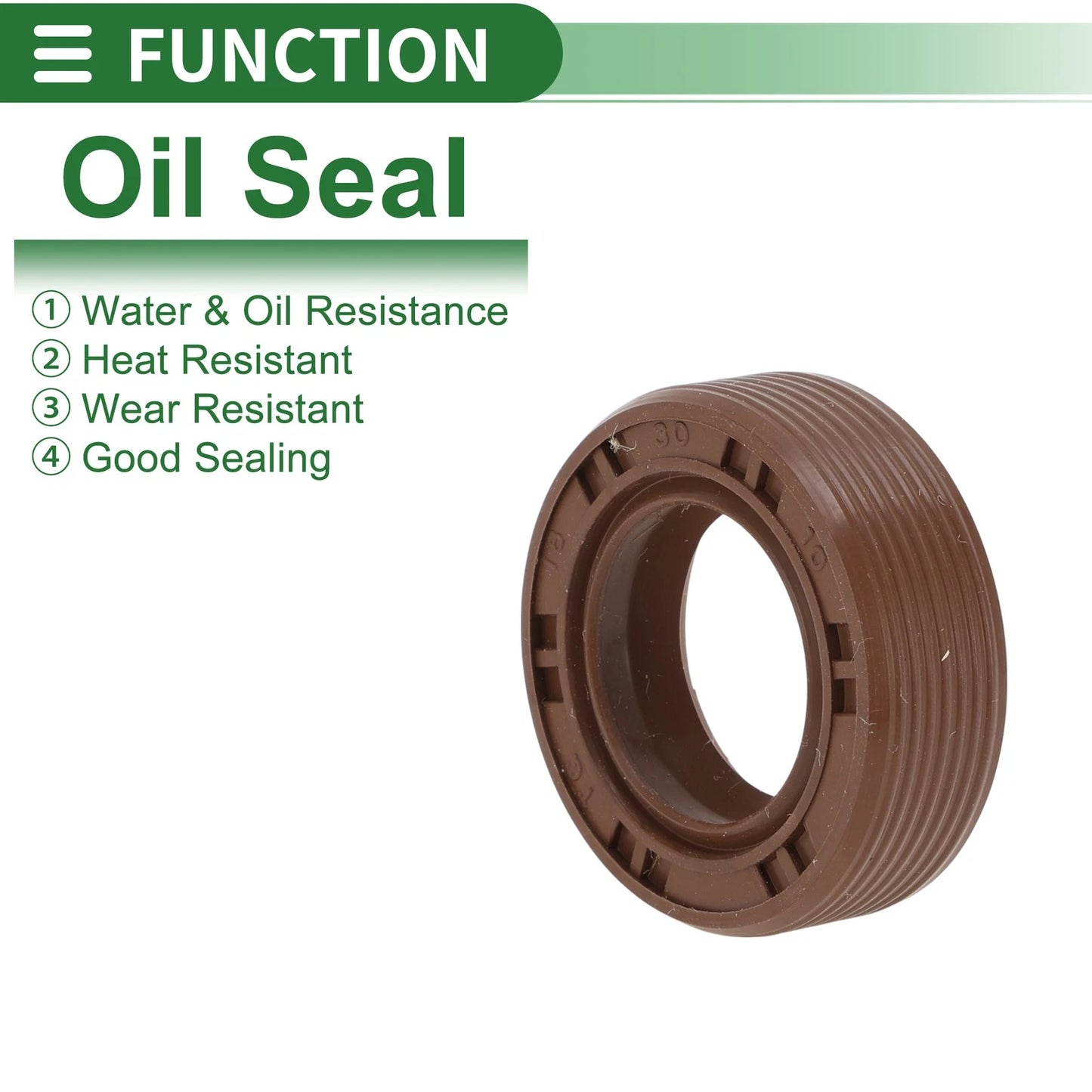 Oil Seal 18x30x10mm FKM Rubber High Pressure Brown 5 Pcs