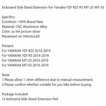 Side Stand Plate for Yamaha YZF R25 R3 MT-25 MT-03 (2014-2017)
