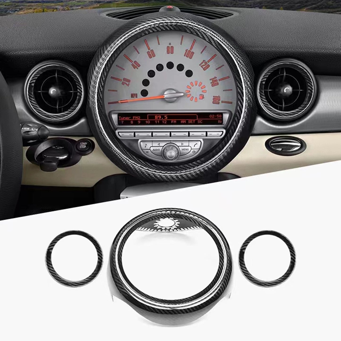 Speedometer Frame Trim for Mini Cooper R54 R55 R56 (2006-2013) Carbon Fiber
