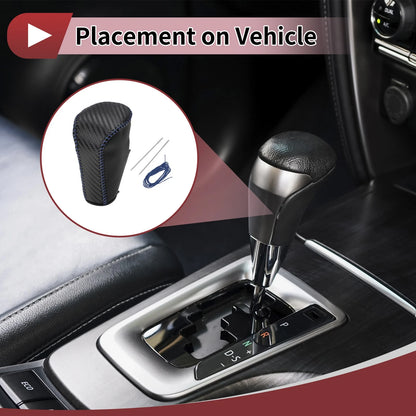Black Blue Leather Gear Shift Knob Cover for Honda Accord (2008-2012)