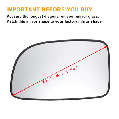 Left Side Heated White Mirror Glass for Hyundai Santa Fe (2007-2012)