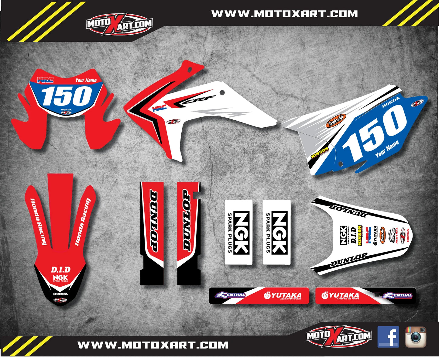Custom Graphic Kit Decals for Honda CRF 150 F (2015-2017)