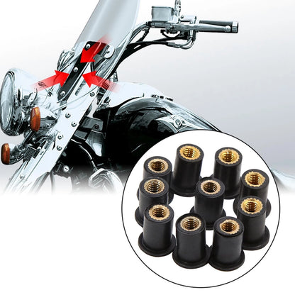 10 x M5 Black Rubber Windscreen Screws Bolts Nut for Motorcycle