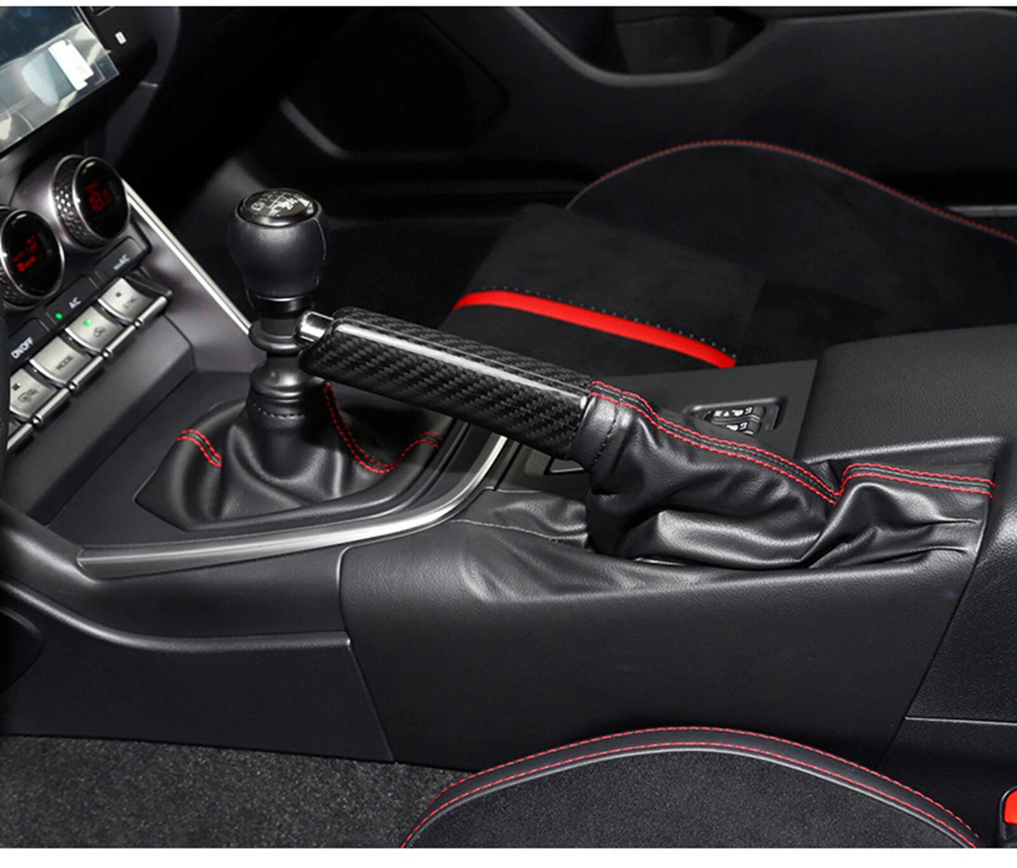 1PC Black Carbon Fiber Hand Brake Cover for Subaru WRX, Toyota GR86 (22-23)