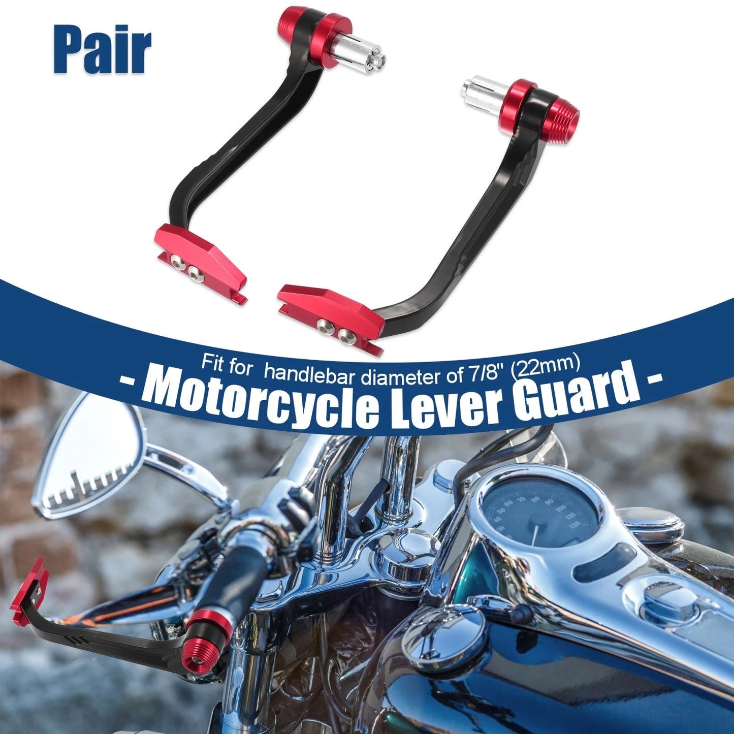 1 Pair / 7/8" 22mm / Universal Lever Guard for Motorcycles Red