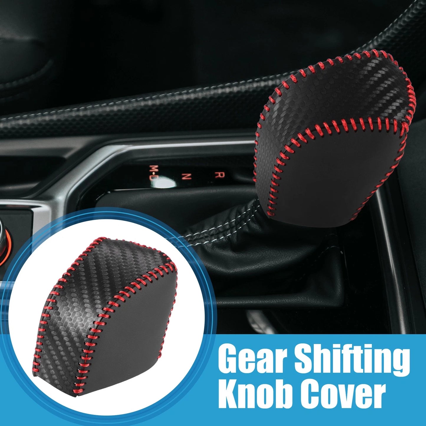 Auto Gear Shifting Knob Cover for Lexus NX250 (2022-2023) Black Red Stitches